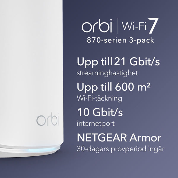 Bild på NETGEAR Orbi 870 Series Tri-band WiFi 7 Mesh System (RBE873)