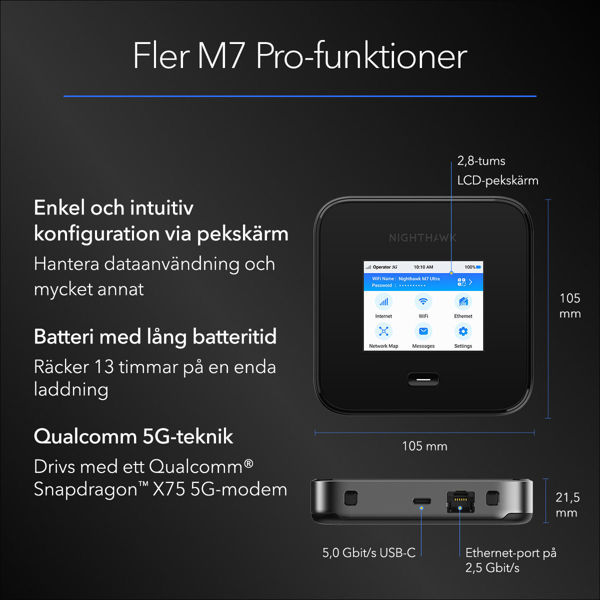 Bild på NIGHTHAWK M7 PRO 5G WIFI7 HOTSPOT (MR7450-100EUS)