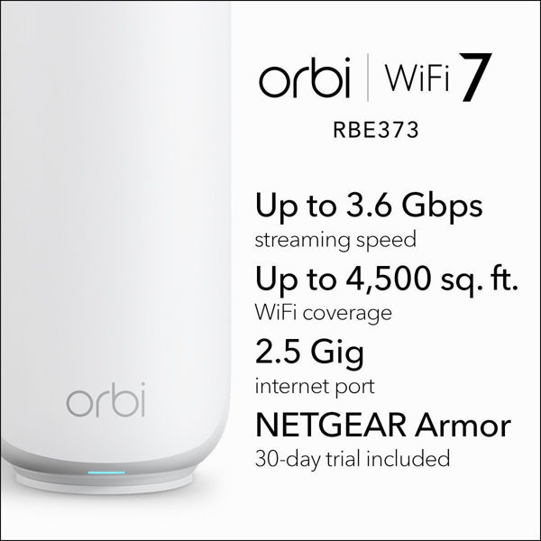 Bild på NETGEAR Router Orbi 370 Series Dual-Band WiFi 7 Mesh 1-Pack(RBE370)