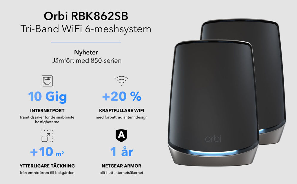 AX6000 WiFi 6 Whole Home Mesh WiFi System (RBK862SB)