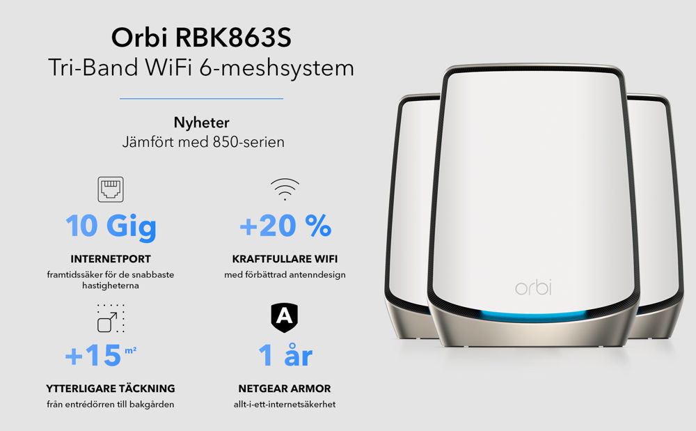 AX6000 WiFi 6 Whole Home Mesh WiFi System (RBK863s)