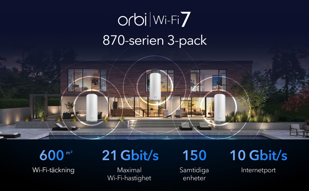 NETGEAR Orbi 870 Series Tri-band WiFi 7 Mesh System (RBE873)