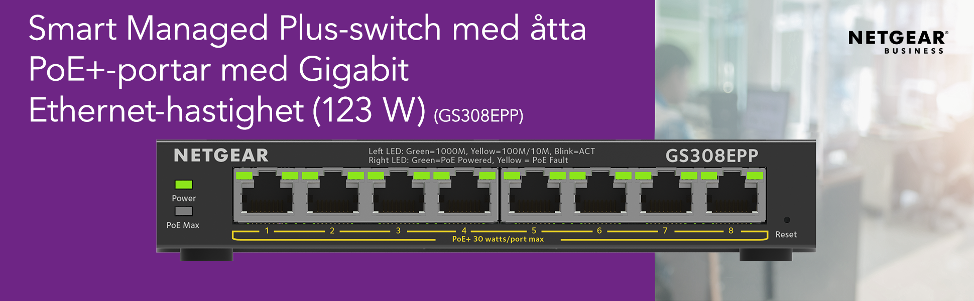 8-Port Gigabit Ethernet High-Power PoE+ Smart Managed Plus Switch